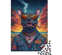 Cane Cool Tramonto sulla Spiaggia Puzzle 1000 Pezzi Puzzle per Adulti Visione Notturna Puzzle per Famiglia 38x26cm/1000pcs