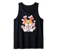 Cane Corgi Bere Boba Tea Kawaii Carino Divertente Canotta