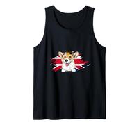 Cane Corgi Britannico con Corona e Bandiera del Regno Unito Londra Inghilterra Canotta