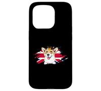 Cane Corgi britannico con corona e bandiera del Regno Unito Londra Inghilterra Custodia per iPhone 15 Pro