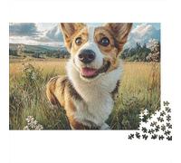 Cane Corgi Puzzle 1000 Pezzi Carta Puzzle per Adulti Paesaggio di Prato Gioco di Puzzle 1000 Pezzi Relax Regalo 52x38cm/1000pcs