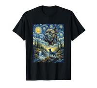 Cane Corso Cane Luna Ululante Notte Stellata Van Gogh Art Style Maglietta