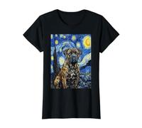Cane Corso Cane Van Gogh Notte Stellata Art Maglietta con Stampa Grafica Economica, Donna, Nero, M