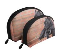 Cane Corso Grandi Cani Neri Animali Domestici, Borsa per trucco a conchiglia Portamonete da donna Borsa da toilette piccola Borsa per cosmetici 2 pezzi