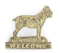 Cane corso italiano - lastra di ottone con l'iscrizione 'WELCOME' Art Dog IT