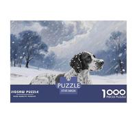 Cane da Caccia sulla Neve Puzzle 1000 Pezzi per Adulti Scenario Invernale Gioco di Puzzle per Famiglia Relax Festa 38x26cm/1000pcs