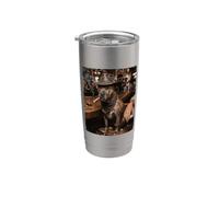 Cane da cowboy che fuma sigaro al bar Divertente pit bull Bicchiere termico in acciaio inox doppia parete
