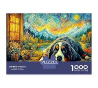 Cane da Montagna Bernese nella Casetta Accogliente Puzzle da Assemblare Carta Resistente Cane nel Cortile Decorazione per Casa Collezionabile 38x26cm/1000pezzi