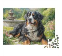 Cane da montagna bernese Puzzle per Adulti Puzzle 1000 Pezzi Fontana da Giardino Puzzle per Famiglia Relax 38x26cm/1000pcs