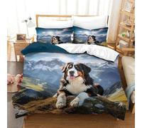 Cane da montagna bernese svizzero Set Copripiumino Con Stampa 3D Stampa Set Di Biancheria Da Letto Con Copriletto in Microfibra Copripiumino Soft Chic 3 Pezzi Per Adulti E Ragazzi singolo（140x200cm）
