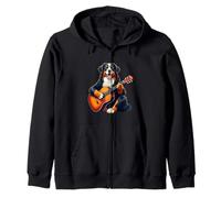 Cane da Montagna Che Suona la Chitarra Divertente Bernese Cane Felpa con Cappuccio
