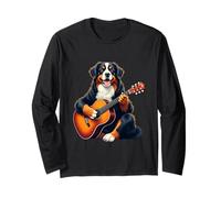 Cane da Montagna Che Suona la Chitarra Divertente Bernese Cane Maglia a Manica