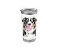 Cane da pastore australiano che soffia gomma da masticare Bicchiere termico in acciaio inox doppia parete