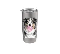 Cane da pastore australiano che soffia gomma da masticare Bicchiere termico in acciaio inox doppia parete