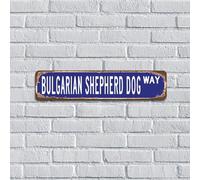 Cane da pastore bulgaro blu navy personalizzato in metallo uomo decorazione grotta per cancello aziendale all'aperto 10 x 45 cm amante degli animali souvenir dei cani cartelli in metallo