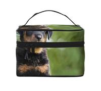 Cane da pastore francese Beauceron cucciolo nero carino, borsa da viaggio per il trucco da donna, grande organizer per cosmetici