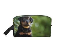 Cane da pastore francese, cucciolo di Beauceron nero, organizer per cosmetici di grande capacità, borsa da viaggio per il trucco da donna