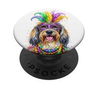 Cane da pastore Mardi Gras Bergamasco PopSockets PopGrip Adesivo