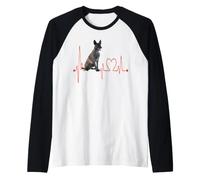 Cane da Pastore Olandese ECG Battito Cardiaco I Miei Cani Sono Il Mio Cardio Maglia con Maniche Raglan