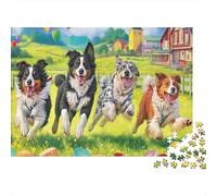 Cane da pastore Puzzle 1000 Pezzi Per Adulti Five Dogs Sunny Farm Giochi Educativi Puzzle Regali Per Gli Uomini Cartone Riciclato Al 100% Puzzle Decorativo 70x50cm/1000pcs