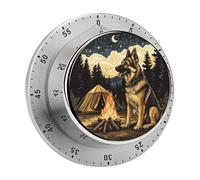 Cane da pastore seduto accanto al fuoco da campo Timer da cucina per chef di cucina Orologio con timer da cucina con allarme forte Non sono necessarie batterie Timer da tavolo meccanico con supporto