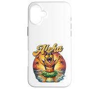 Cane da pastore tedesco, hawaiano, Hula Luau, tramonto, tropicale, da spiaggia Custodia per iPhone 16 Plus