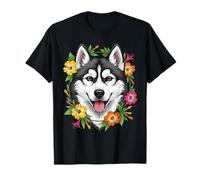 Cane da Slitta del Connecticut e Fiori Colorati Mirablis Maglietta