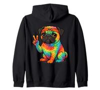 Cane del Carlino Hippie Che Mostra Il Segno di Pace Felpa con Cappuccio