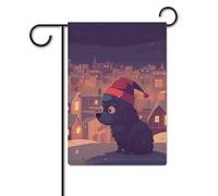Cane del fumetto che indossa cappello di Babbo Natale bandiera 30,5 x 45,7 cm poliestere double face bandiere da giardino bandiere di benvenuto banner decorazione esterna per cortile portico prato
