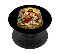 Cane della Pomerania è risorto Pasqua Resurrezione Sopra Croce PopSockets PopGrip Adesivo
