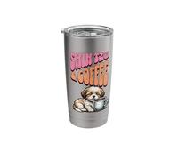 cane di leone dolce Shih-Tzu e una tazza di caffè mattina Bicchiere termico in acciaio inox doppia parete