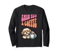 Cane di Leone Dolce Shih-Tzu e Una Tazza di caffè Mattina Maglia a Manica