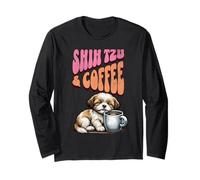 Cane di Leone Dolce Shih-Tzu e Una Tazza di caffè Mattina Maglia a Manica