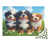 Cane di montagna bernese Jigsaw Puzzle Impossible 1000 Pezzi Prato del cielo blu Decorazione Per La Casa. Rilassamento E Intelligence Per Adulti E Ragazzi Da 14 Anni 1000pcs (75x50cm)