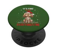 Cane di Natale con il computer portatile Caffè IV Tutto va bene PopSockets PopGrip Adesivo