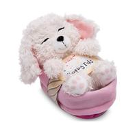 Cane di peluche NICI - Barboncino bianco 12 cm, che dorme nella cesta - Peluche da coccolare e amare - Prodotto in modo sostenibile con materiali riciclati - 49749