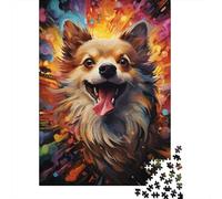 Cane di Piccola Taglia a Pelo Lungo Puzzle 1000 Pezzi Gioco di Puzzle 1000 Pezzi Stile Arte Colorata Carta per Adulti Relax Decorazione Regalo Famiglia 38x26cm/1000pcs