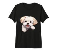 Cane di Razza Maltese in vena di Coccole Che sbircia Felice Maglietta Premium