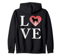 Cane Di Razza Pug Parola Amore Tipografia Felpa con Cappuccio