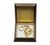 Cane di San Bernardo - portachiavi dorato con un cane in una scatola Art Dog IT