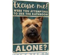 Cane di Terranova Scusi, stava cercando di usare il bagno da solo? Poster in metallo per amanti dei cani Regalo per amanti dell'arte Divertente decorazione murale con cani Insegna in metallo