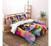 Cane dipinto Set Di Biancheria Da Letto animalee Copripiumino 2 Pezzi Comfort in Morbida Microfibra Per Coppia Adulti Doppia Con Cerniera Double（200x200cm）