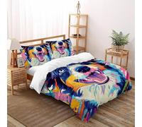 Cane dipinto Set Di Biancheria Da Letto Copripiumino 2 Pezzi Comfort Cotone Per Coppia Adulti Doppia Con Cerniera E Federa Double（200x200cm）