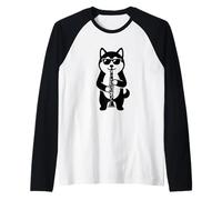Cane Divertente Che Indossa Occhiali da Sole Che Gioca al CLAR Maglia con Maniche Raglan