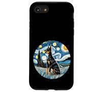 Cane Dobermann, papà, mamma, carino, stile Van Gogh, notte stellata Custodia per iPhone SE (2020) / 7 / 8