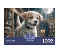 Cane domestico 1000 pezzi per adulti e bambini: cucciolo che corre nella strada di notte, divertente regalo e attività per la casa e la decorazione murale 52x38 cm/1000 pezzi