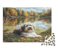 Cane Domestico Carino 1000 Pezzi per Adulti e Bambini, Cane al Lago d’Autunno Giochi Educativi Adatti per Antistress 52x38cm 1000 Pezzi