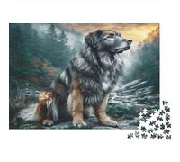 Cane Domestico Carino 1000 Pezzi per Adulti e Bambini, Cane Tricolore nel Ruscello di Montagna Giochi Educativi Puzzle per la Famiglia Decorazione Casa 52x38cm 1000 Pezzi