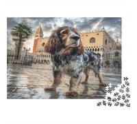 Cane domestico carino - Carta resistente - Cocker Spaniel nella piazza italiana - Puzzle - Stimolante per la mente - Antistress - 52x38cm/1000 pezzi