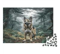 Cane domestico carino - Carta resistente - Pastore Tedesco nella foresta scura con nebbia - Puzzle - Attività familiare educativa - 52x38cm/1000 pezzi